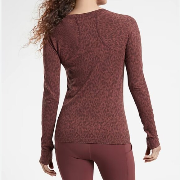 Athleta Momentum Allure Decadent Chocolate Print Long Sleeve Top Size S - Picture 2 of 5